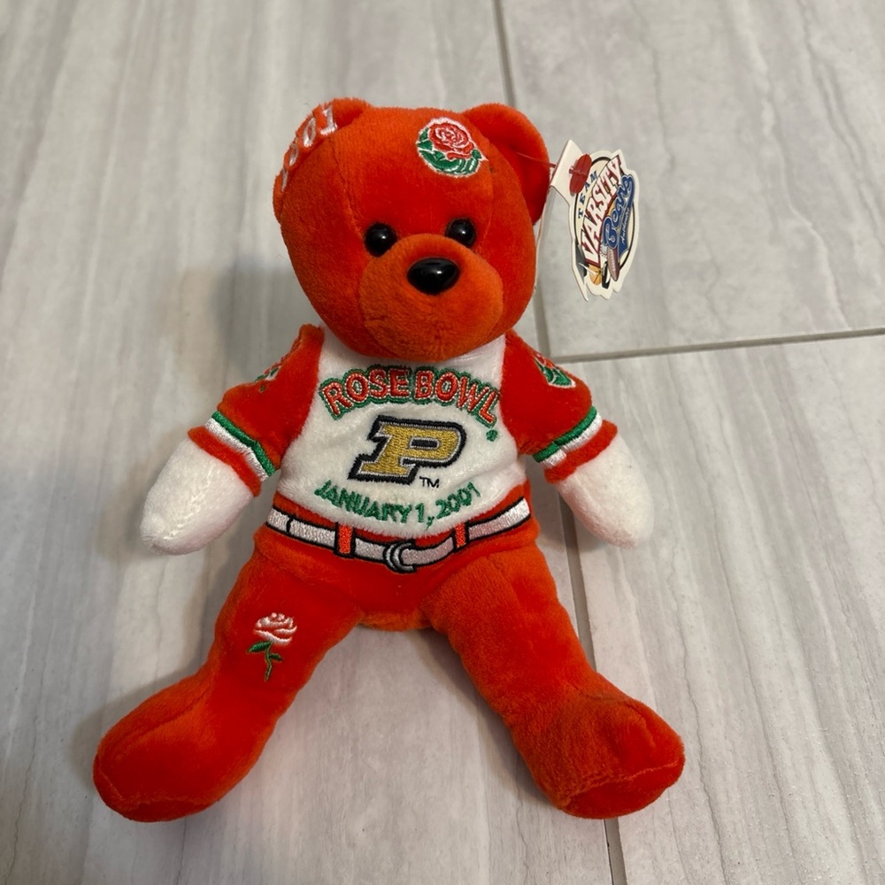 2001 Rose Bowl Purdue Boilermakers Football Team Bears Plush Stuffed Bear ATT